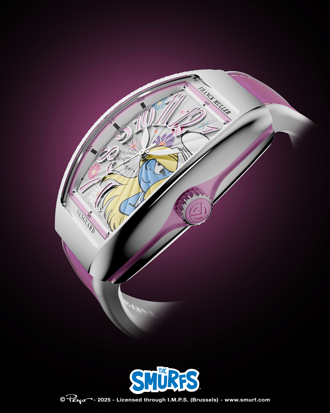 SMURFETTE STEEL PINK FLOWERS