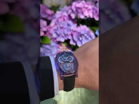 Curvy Purity Tourbillon NanoSaphir Chameleon Purple & Blue #swissmade #watch #skeleton #tourbillon