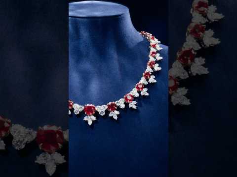 Facets of Brilliance - Ruby and Diamond Cluster Necklace by Harry Winston