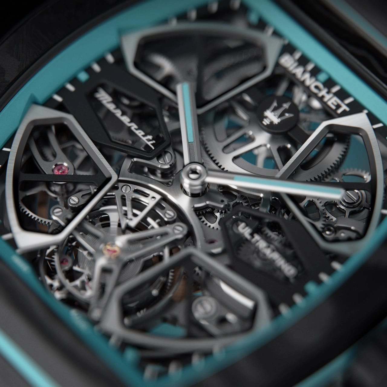 Bianchet UltraFino Maserati flying tourbillon with MCPURA-inspired skeleton dial