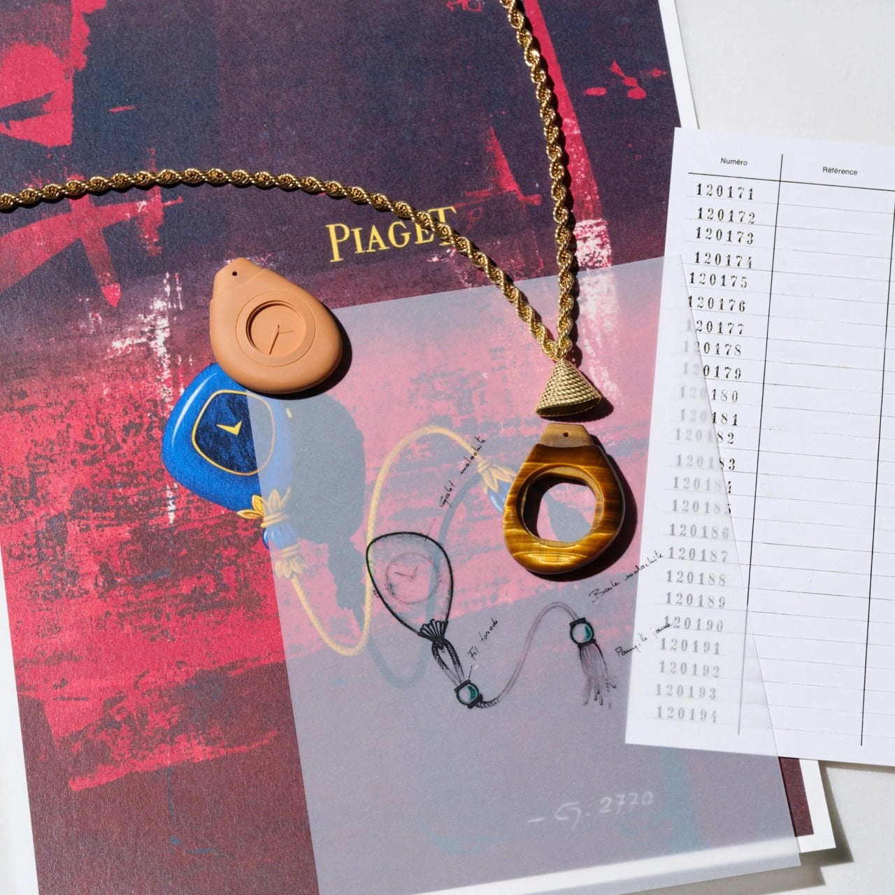 Piaget Swinging Pebbles pendant watch carved from ornamental stone on twisted gold chain