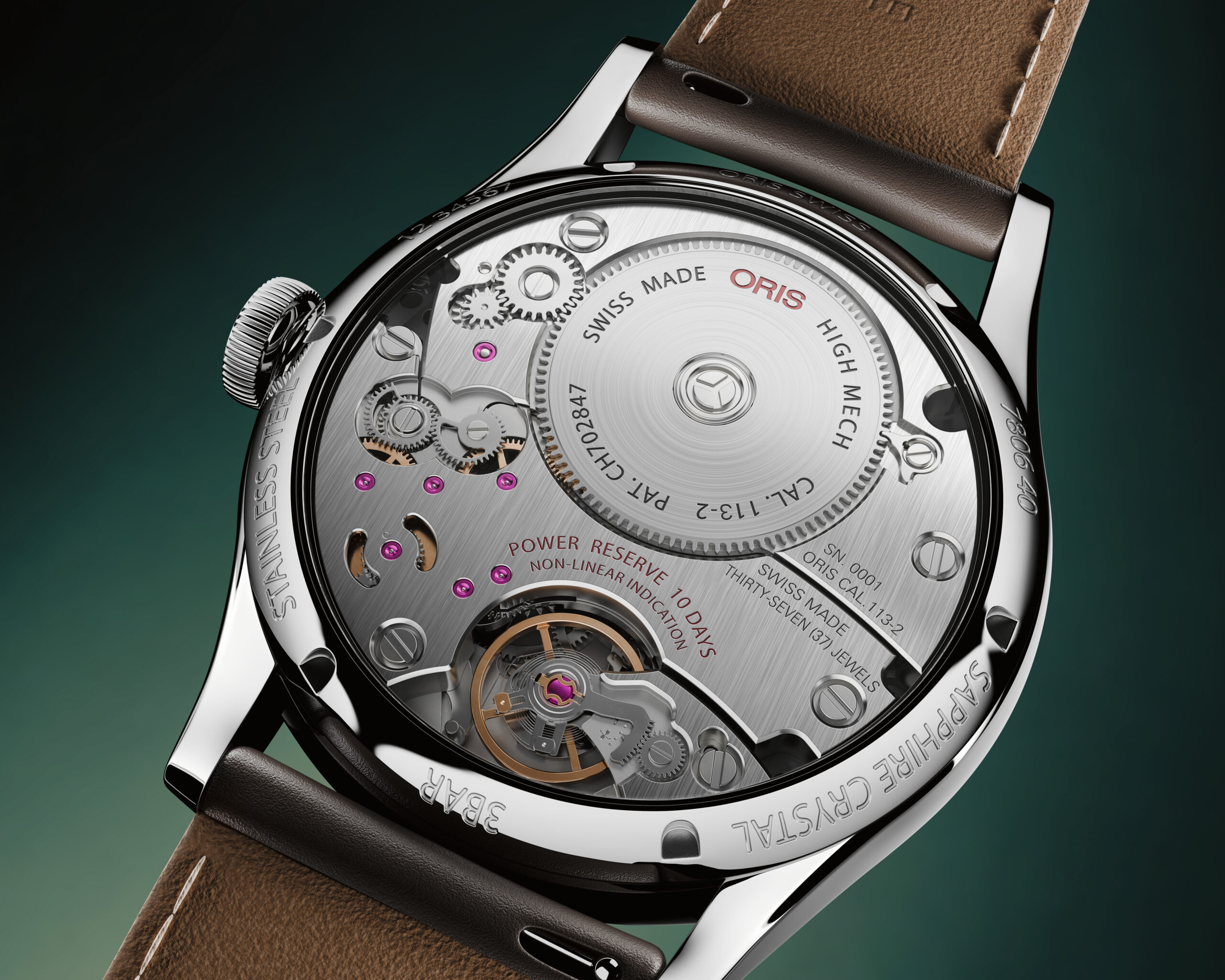 Oris Artelier Calibre 113 showing the business calendar and non-linear power reserve