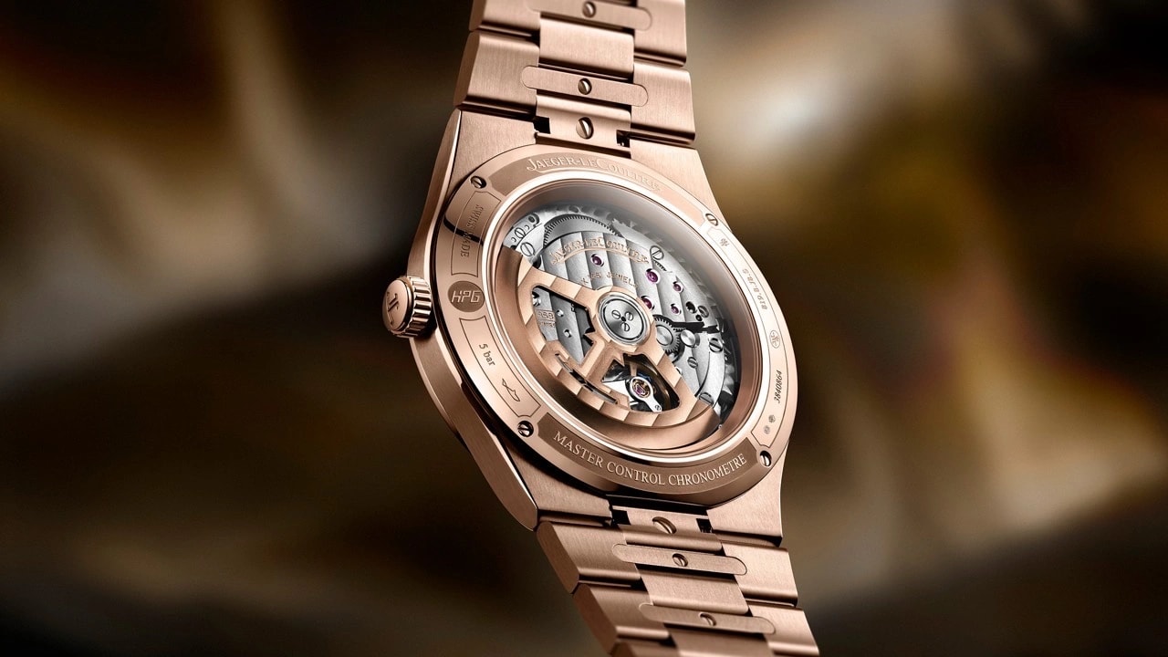 Close-up of the Jaeger-LeCoultre Master Control Chronometre dial and Dauphine hands