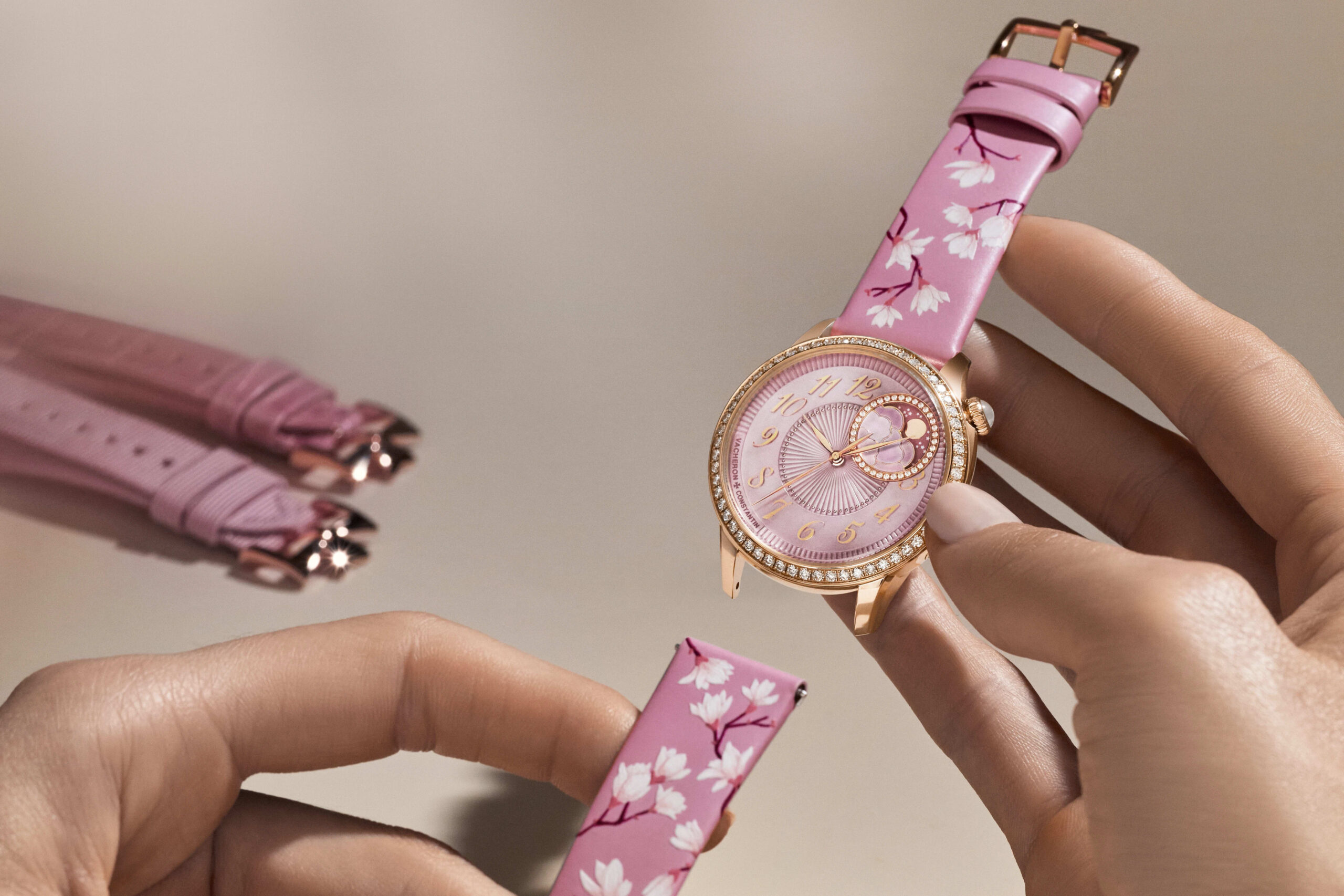 Vacheron Constantin Égérie Moon Phase Spring Blossom with hand-painted blossom strap