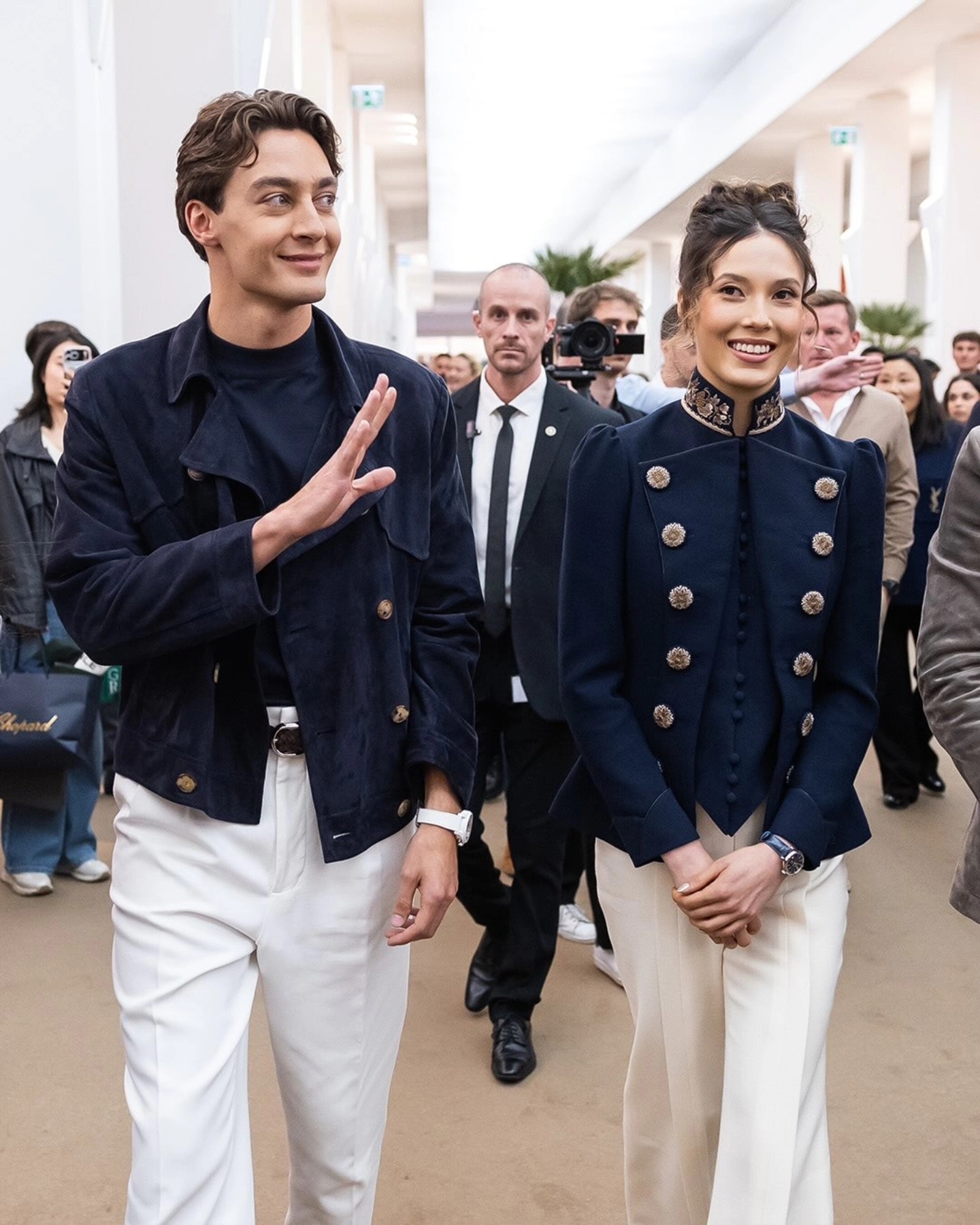 Eileen Gu and George Russell explore IWC’s space-inspired booth at Watches and Wonders Geneva