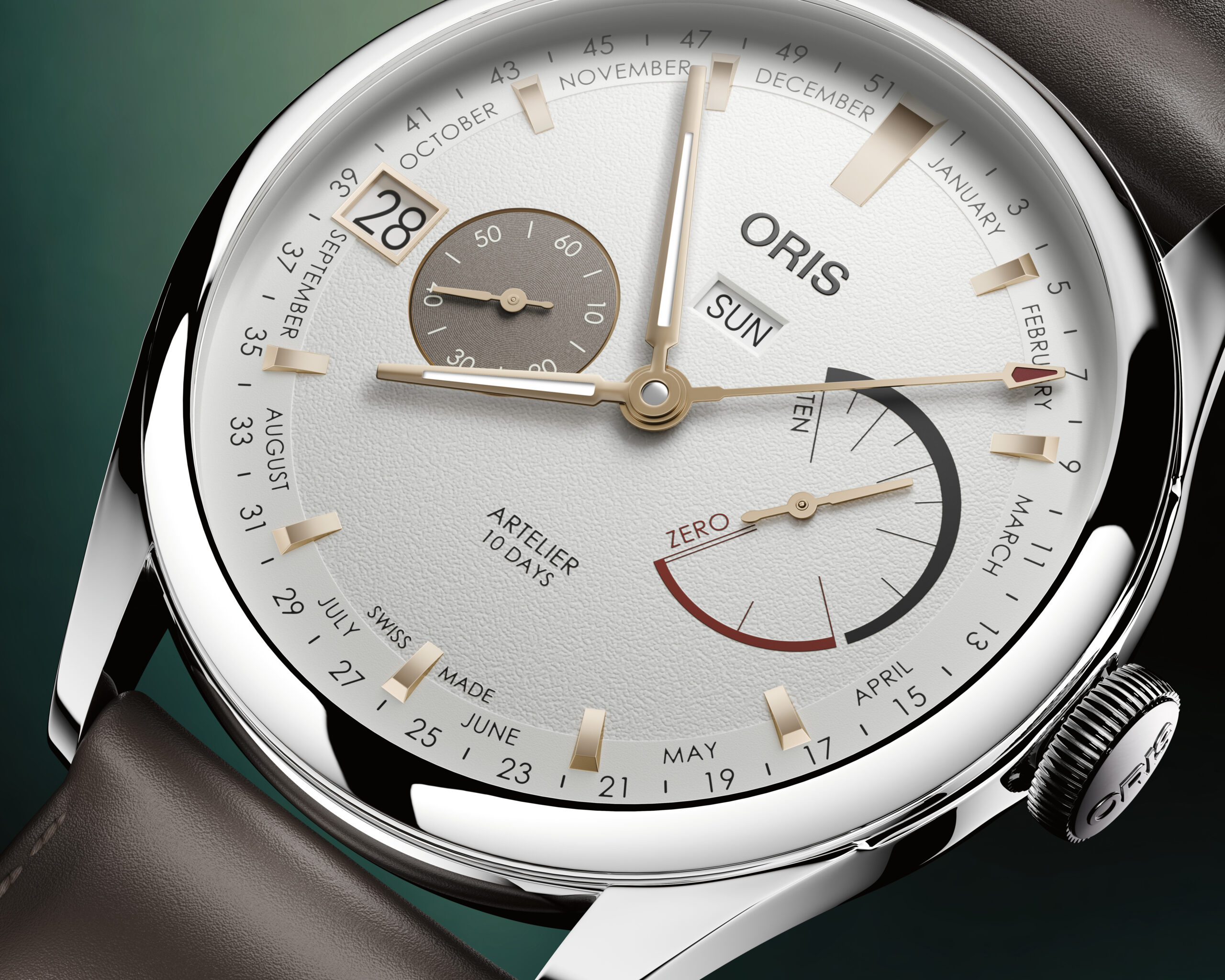 Oris Artelier Calibre 113 with white dial on brown cordovan leather strap