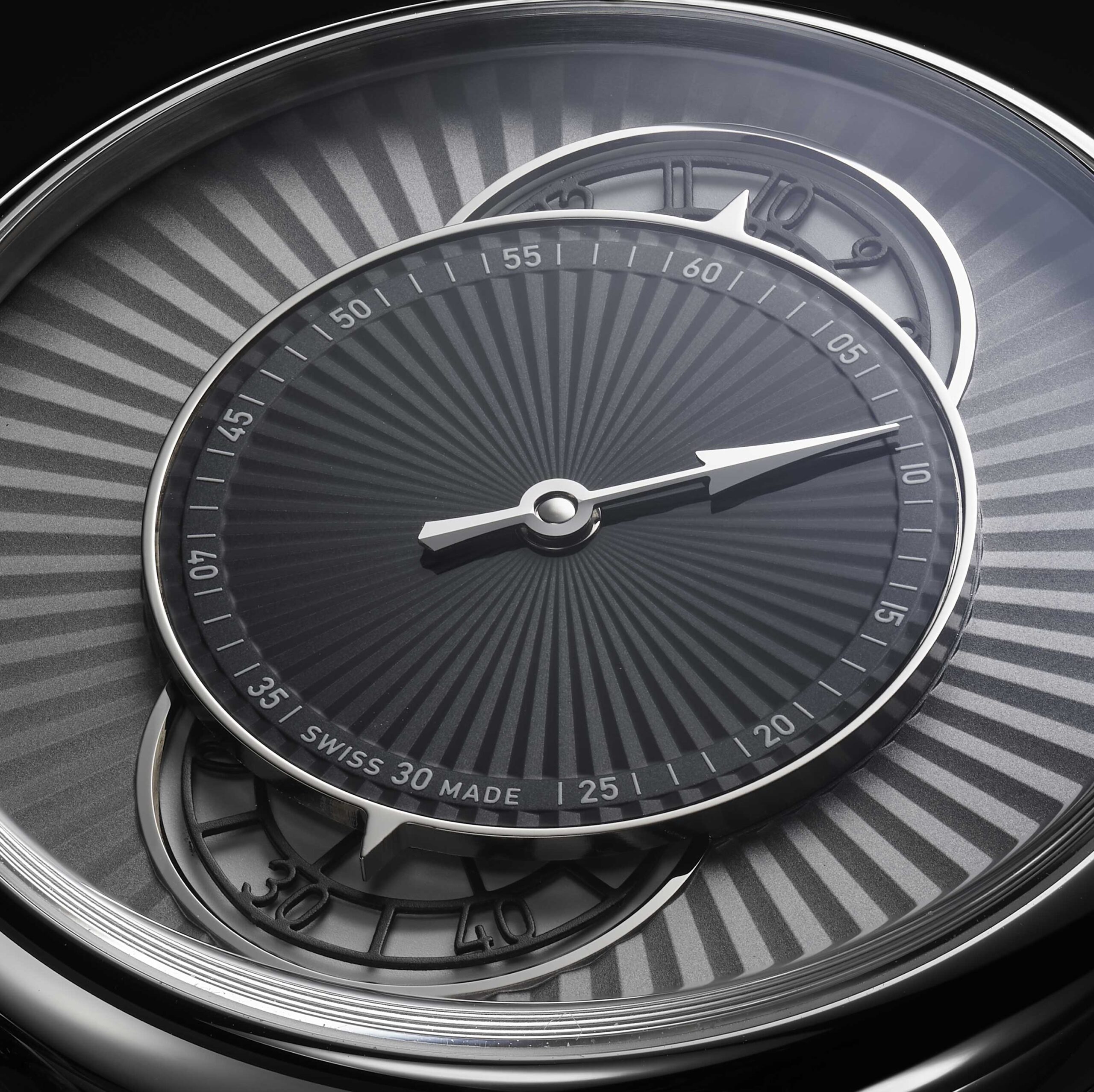 Louis Erard Le Régulateur Esprit Flinqué blue and grey limited editions showing the layered Esprit Flinqué regulator dials