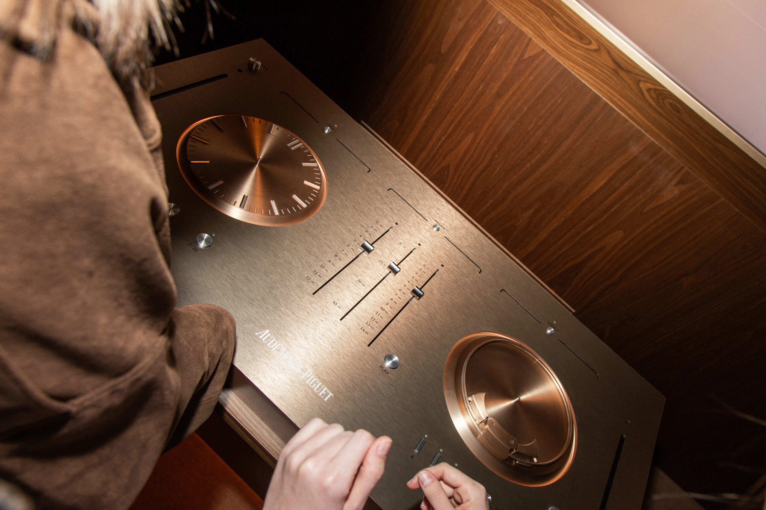 Public engaging with AP Lab interactive watchmaking experiences at Pont de la Machine in Geneva