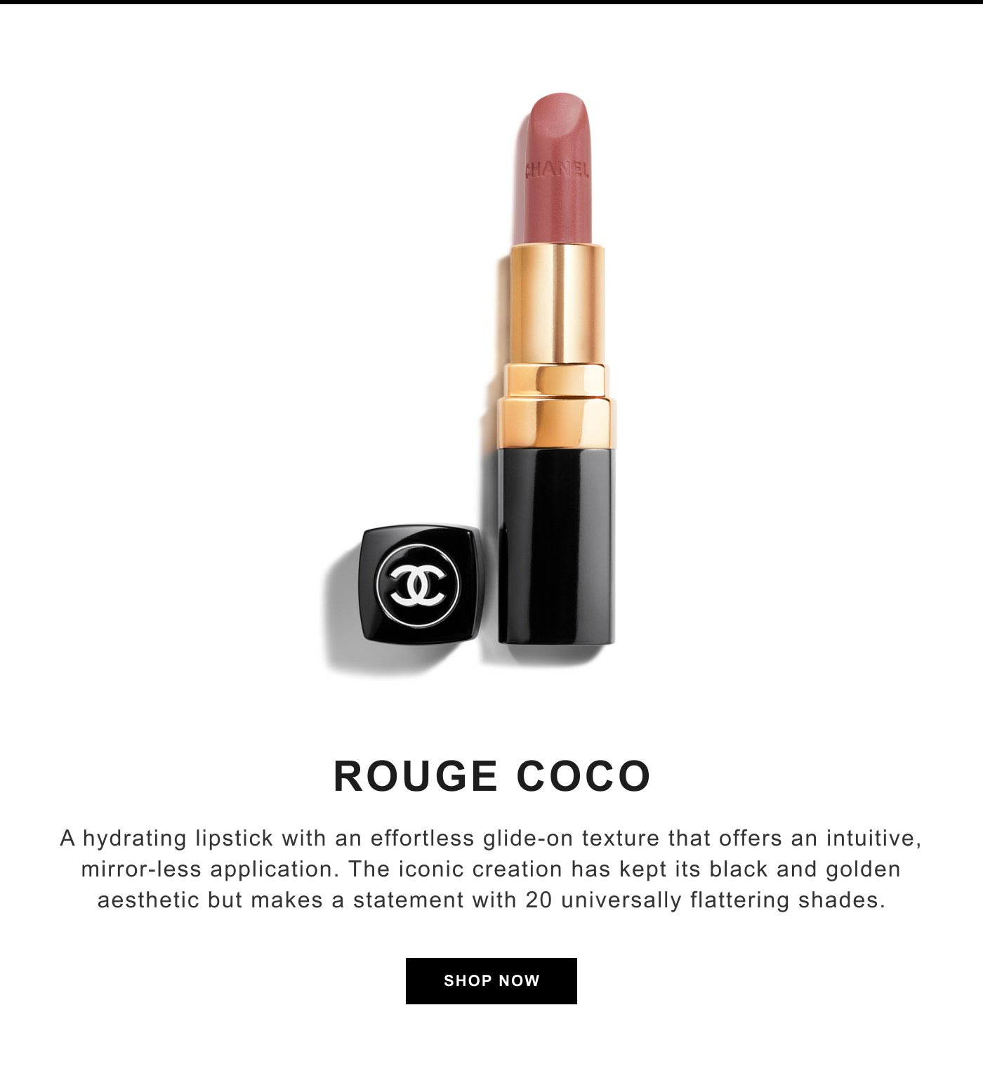 CHANEL New and Now beauty collection with COCO MADEMOISELLE and ROUGE CO displayed