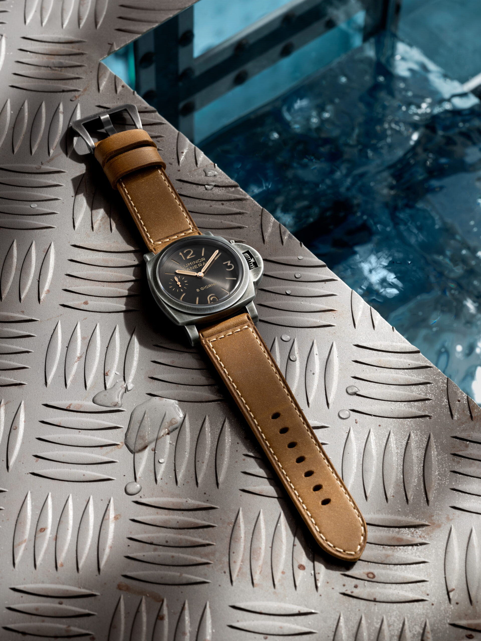 Panerai timeline and historical imagery highlighting the brand’s evolution for visitors