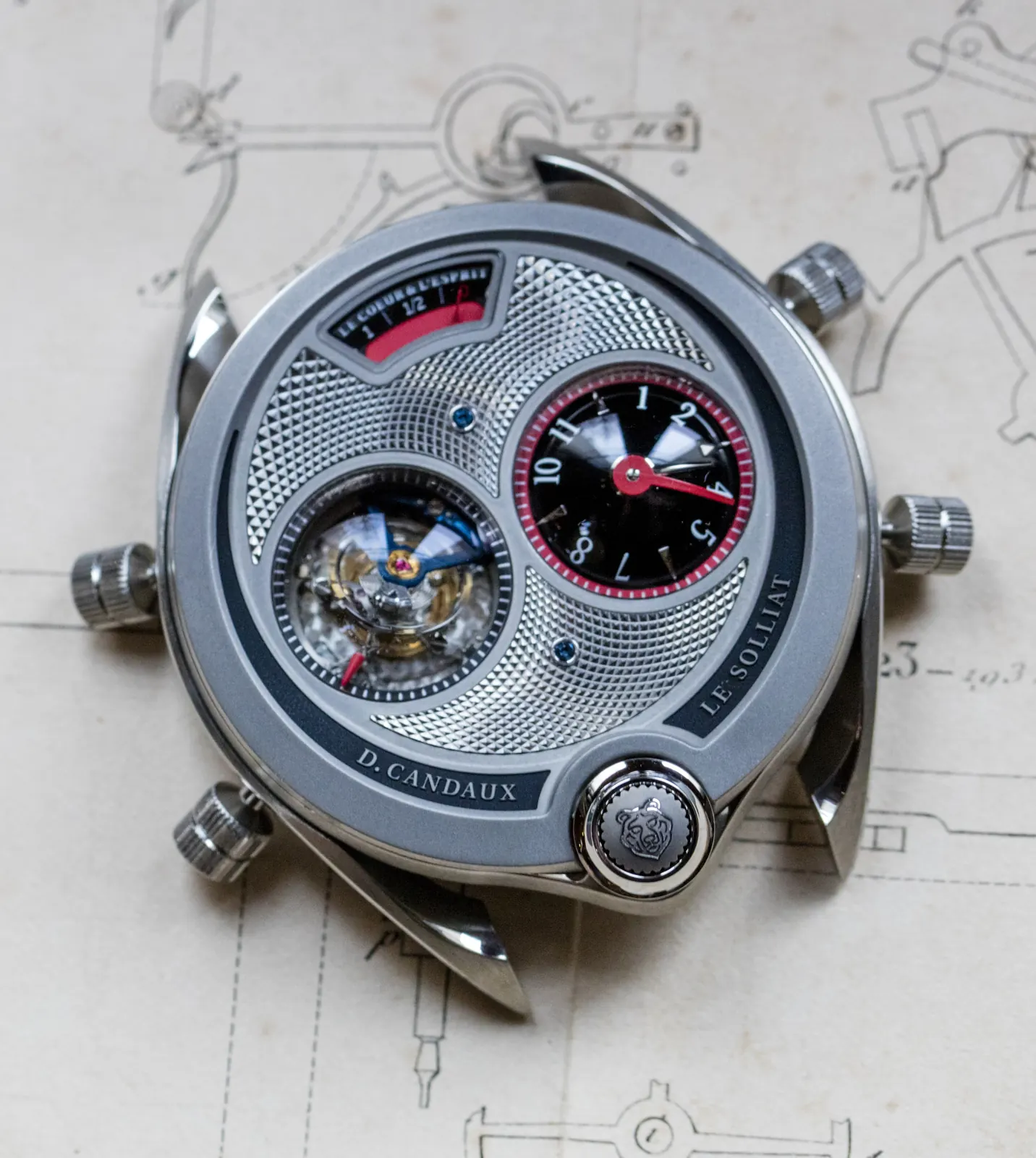 Kevin O'Leary receiving his bespoke David Candaux DC6 Titanium red dial at the Solliat atelier