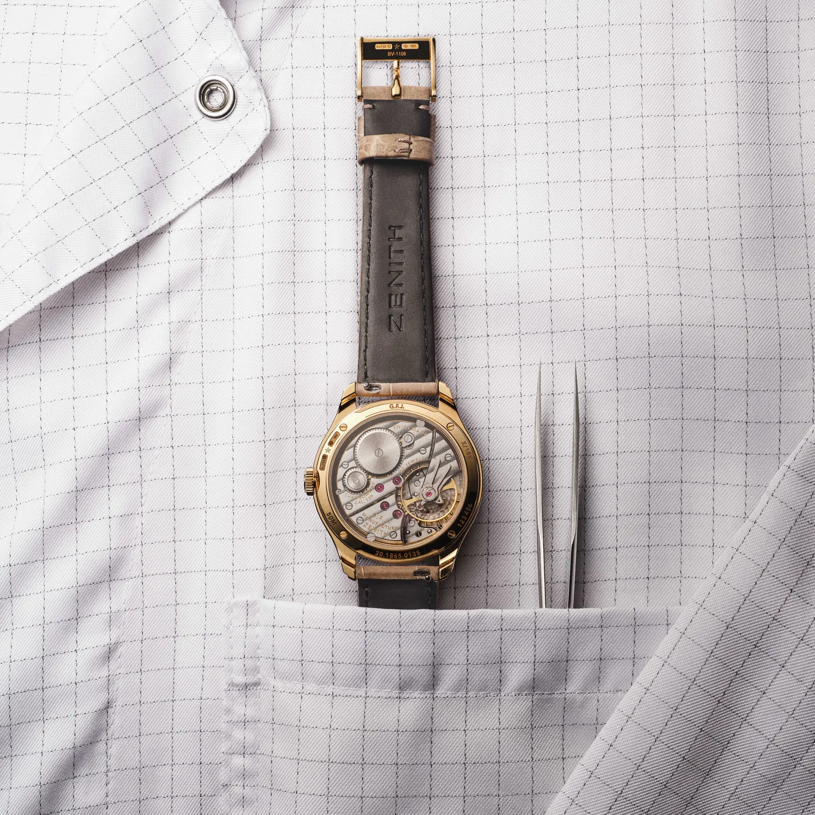 Zenith G.F.J. Calibre 135 yellow gold limited edition with bloodstone dial, front view