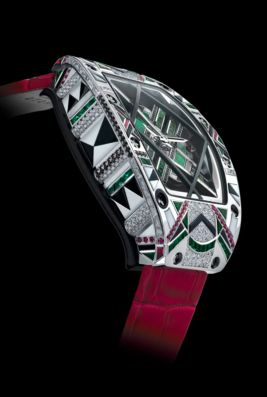Richard Mille gemsetting workshop close-up of precious stones set into tonneau case