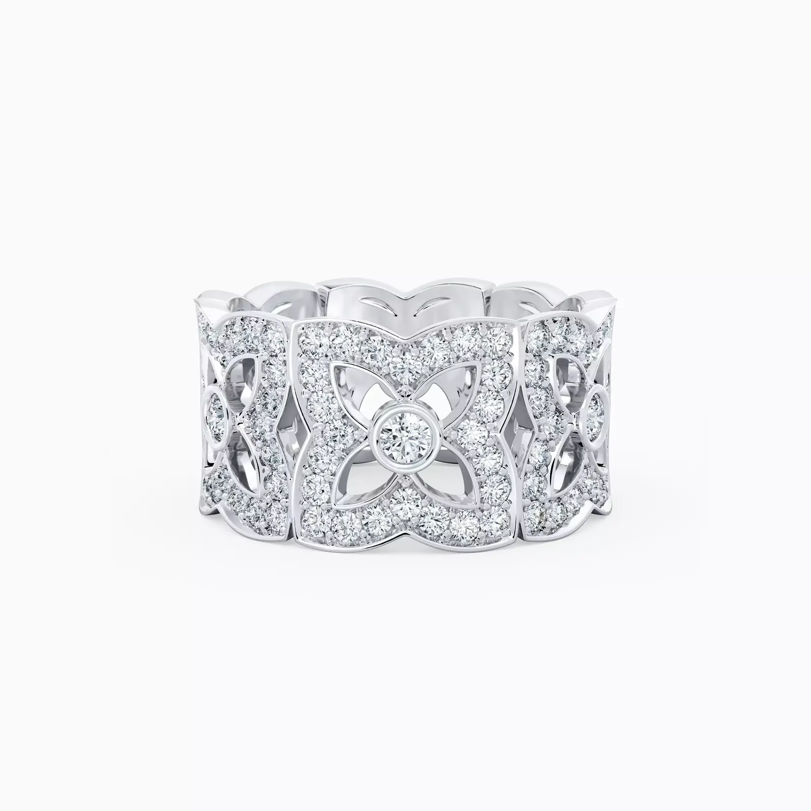 Lotus by De Beers ring four-petal silhouette in platinum