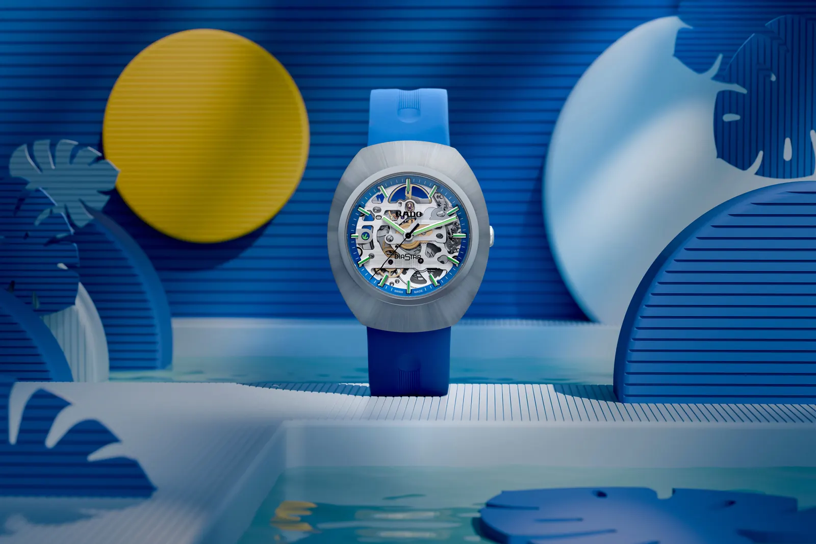 Rado DiaStar Original Skeleton Limited Edition blue dial with Ceramos bezel and yellow Super-LumiNova accents