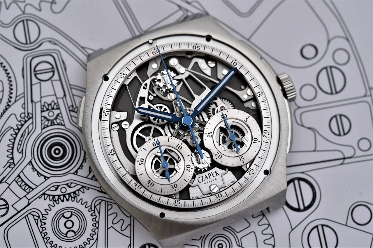 Czapek & Cie calibre movement detail showing skeletonised bridges and open-worked architecture