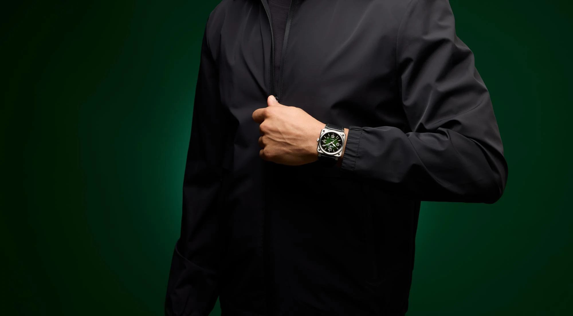 Bell & Ross BR-03 Green Steel 41mm with sunray green gradient dial and steel case