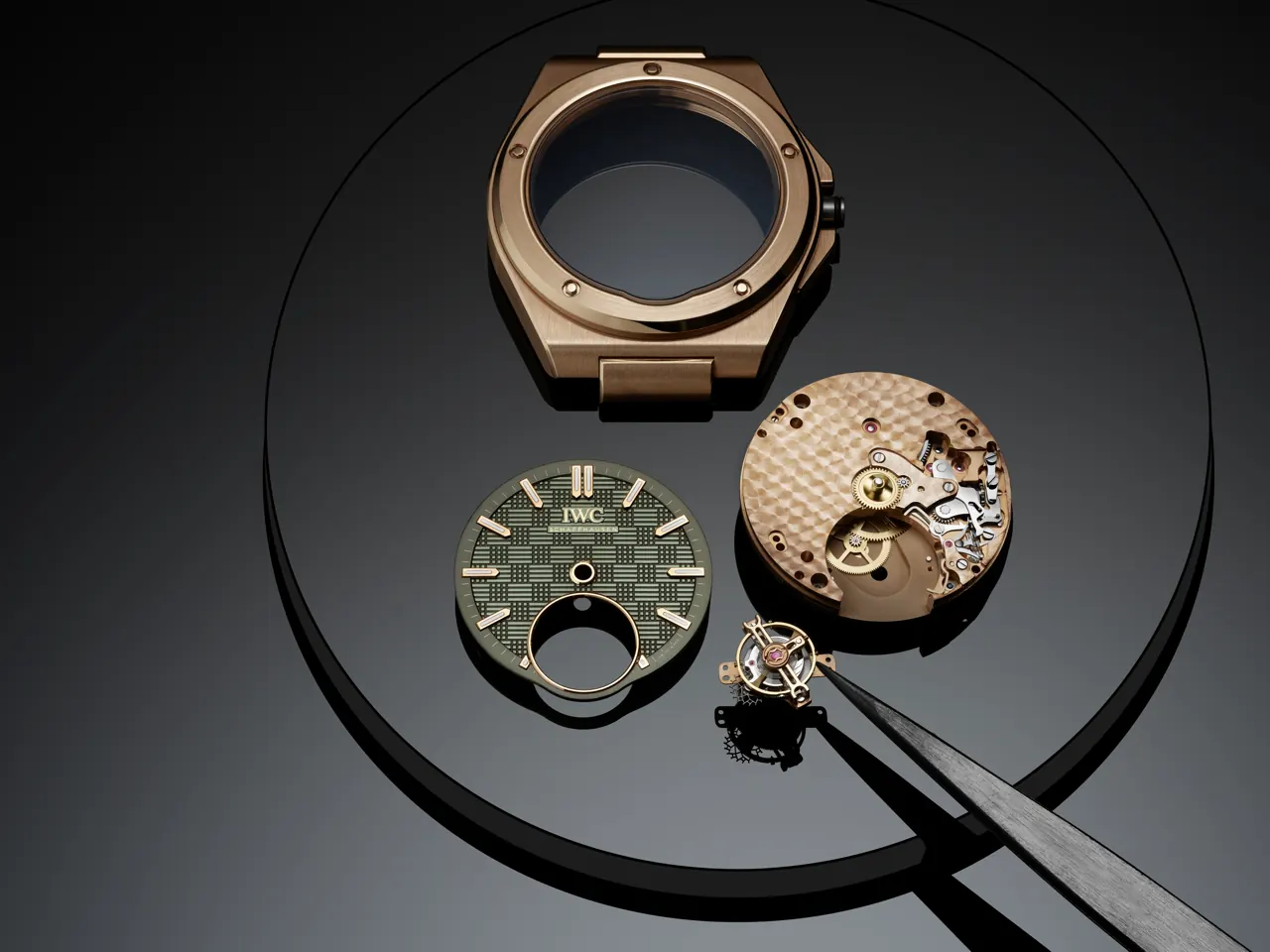 IWC Ingenieur Tourbillon 41 in 18-carat 5N gold with olive green Grid dial