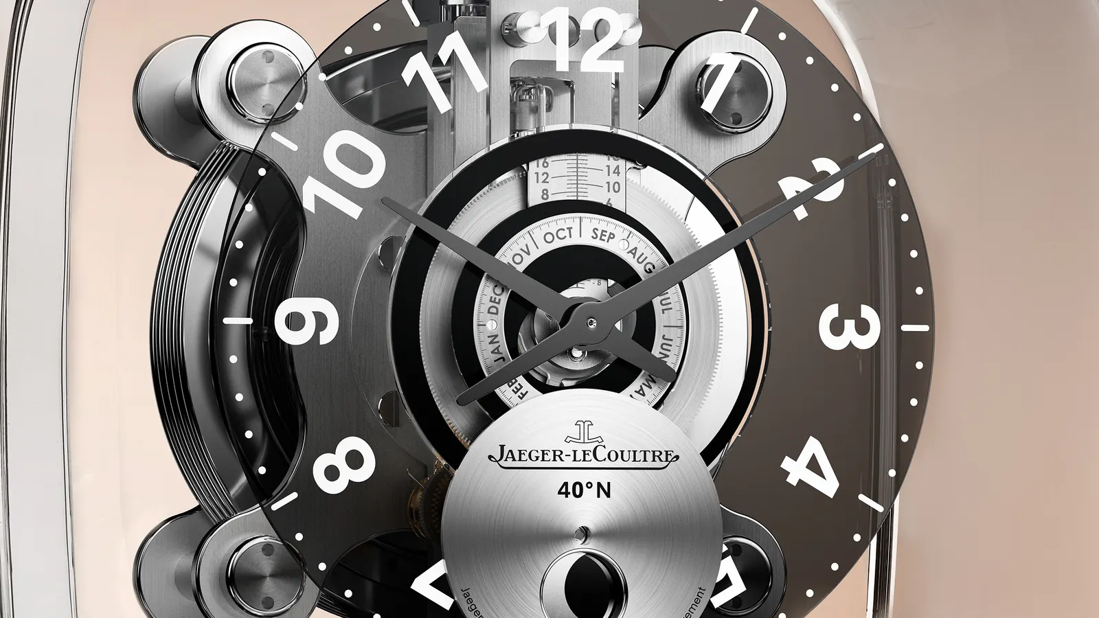 Jaeger-LeCoultre Atmos Designer 568 by Marc Newson in Baccarat crystal case, front view