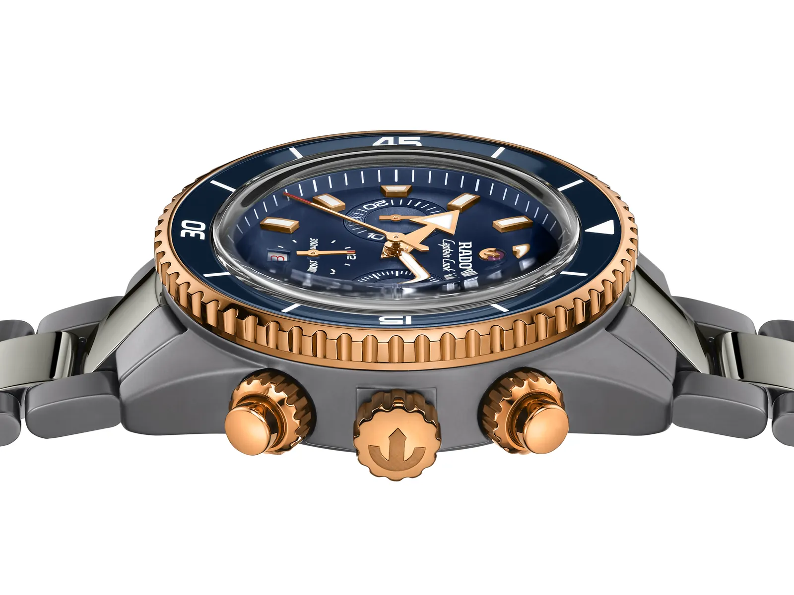 Rado Captain Cook Ceramic Chronograph case back with titanium and sapphire crystal detail