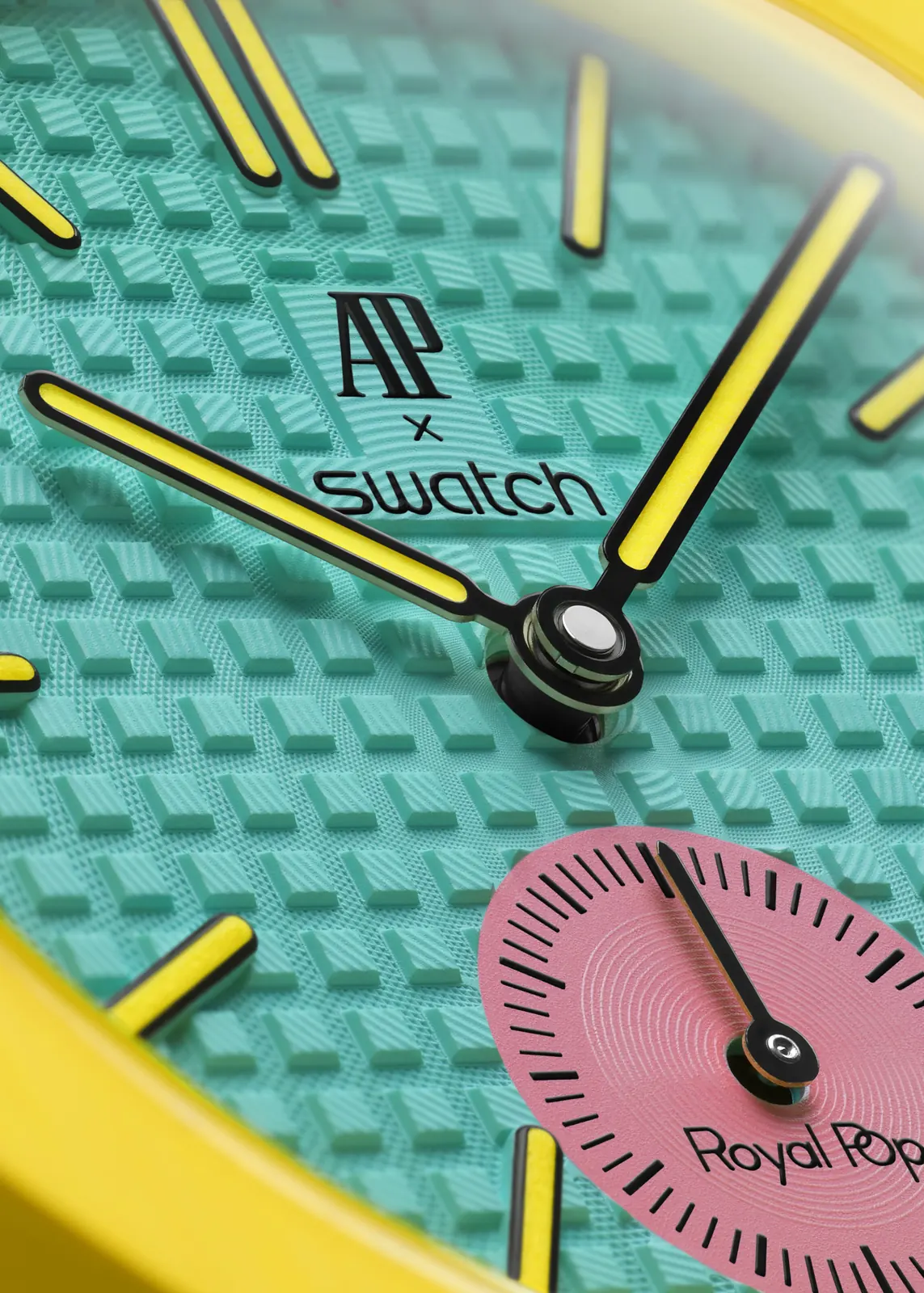 Royal Pop pocket watch worn around the neck — Audemars Piguet and Swatch collaboration detail