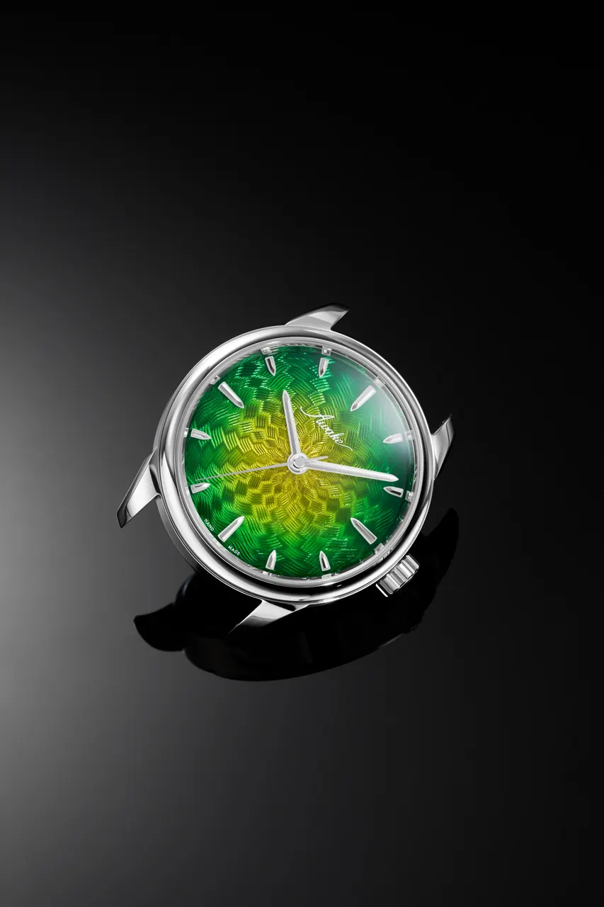 AWAKE Alba version — helical guilloché main dial with incandescent dawn lacquer gradient