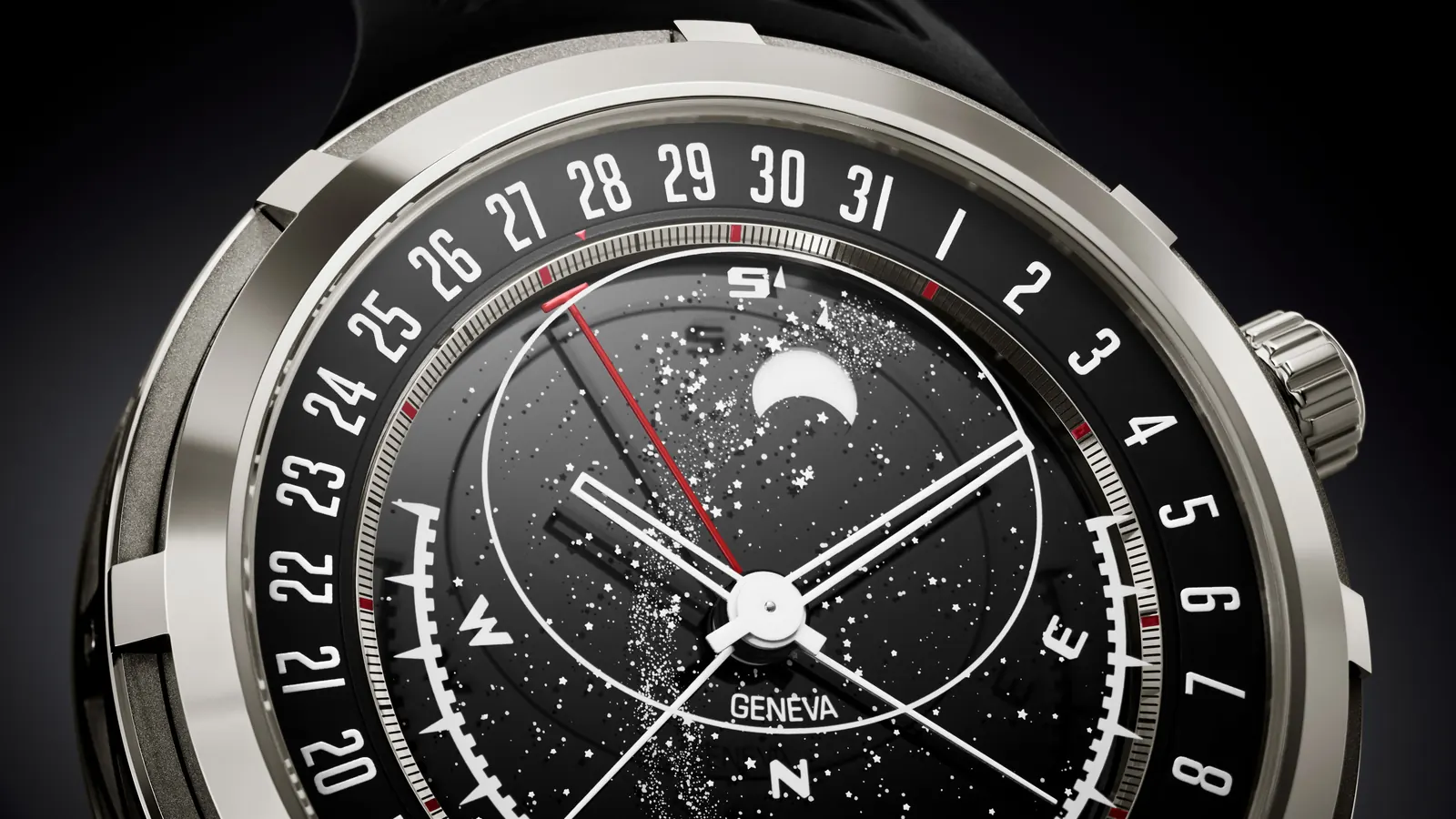 Caliber 240 C LU CL LCSO movement with mini-rotor and sky-moon display layers