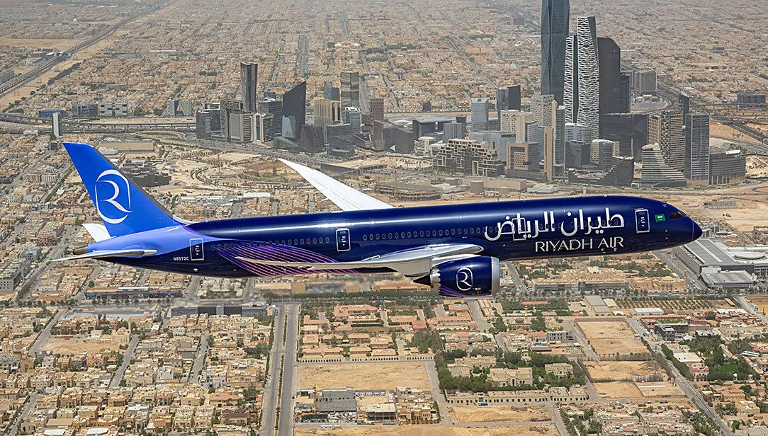 Riyadh cityscape representing the heart of modern Saudi Arabia and the airline's home base