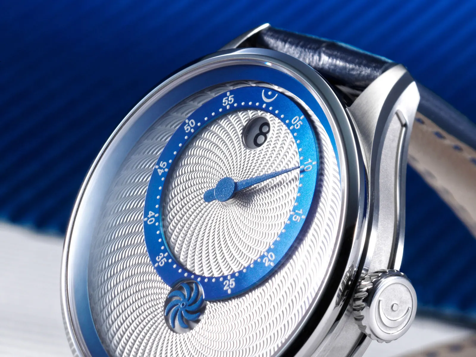 MeisterSinger Panthero Jumping Hour Guilloché 40.5mm stainless steel case side profile