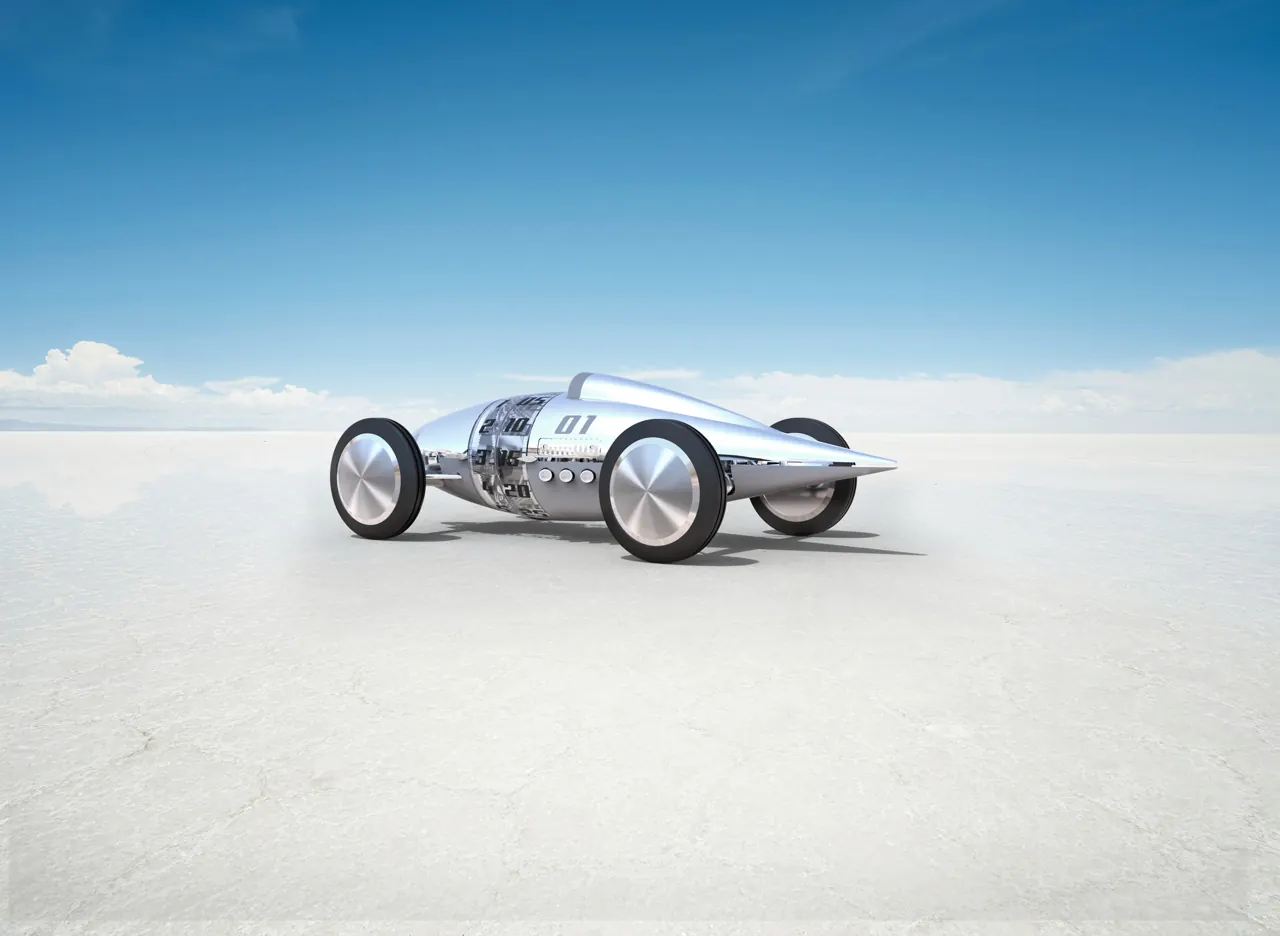 L'Epée 1839 Belly Tank Racer escapement detail at the nose of the aerodynamic clock body
