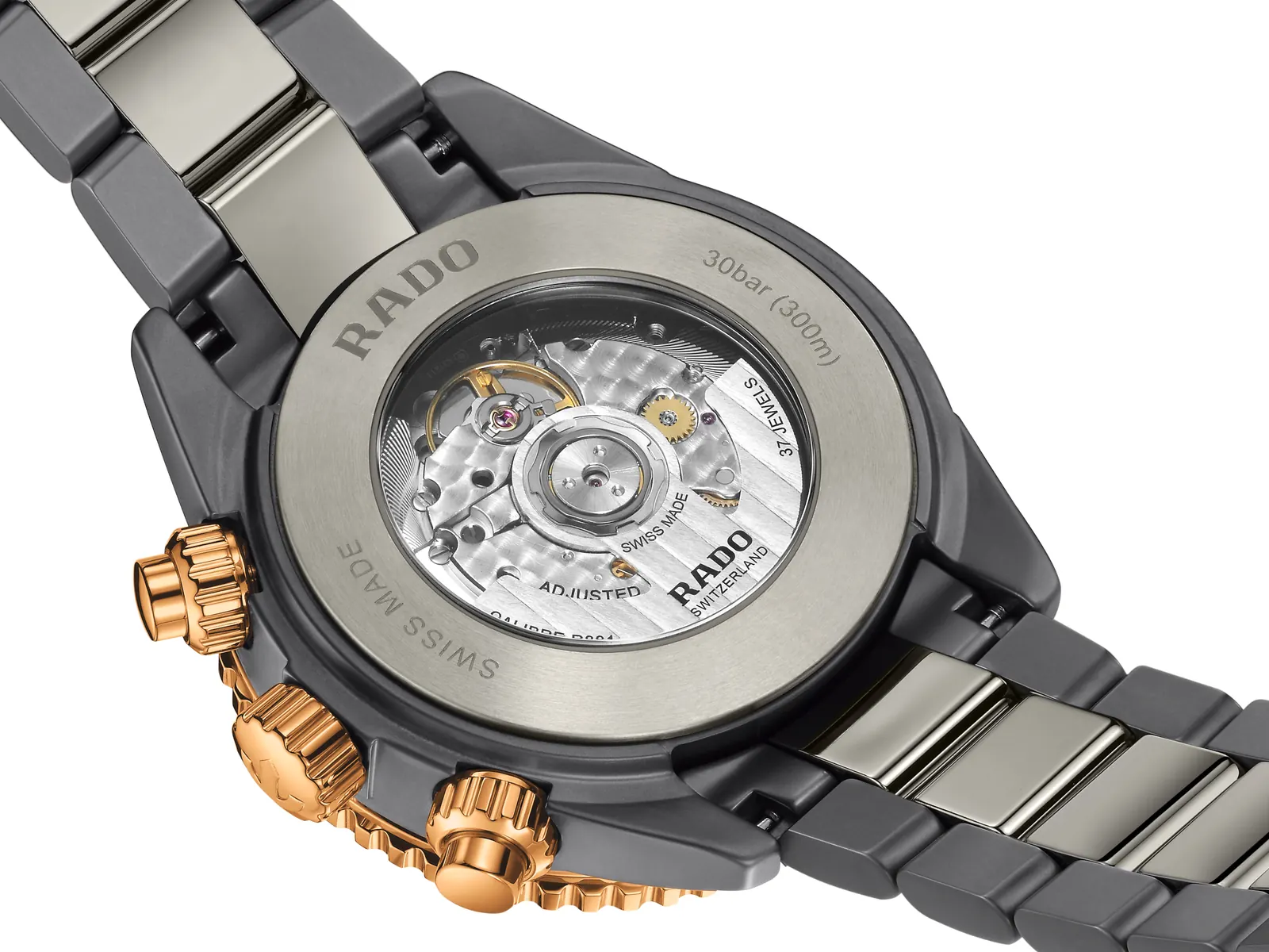 Rado Captain Cook High-Tech Ceramic Chronograph ref R32195202 side profile showing chronograph pushers