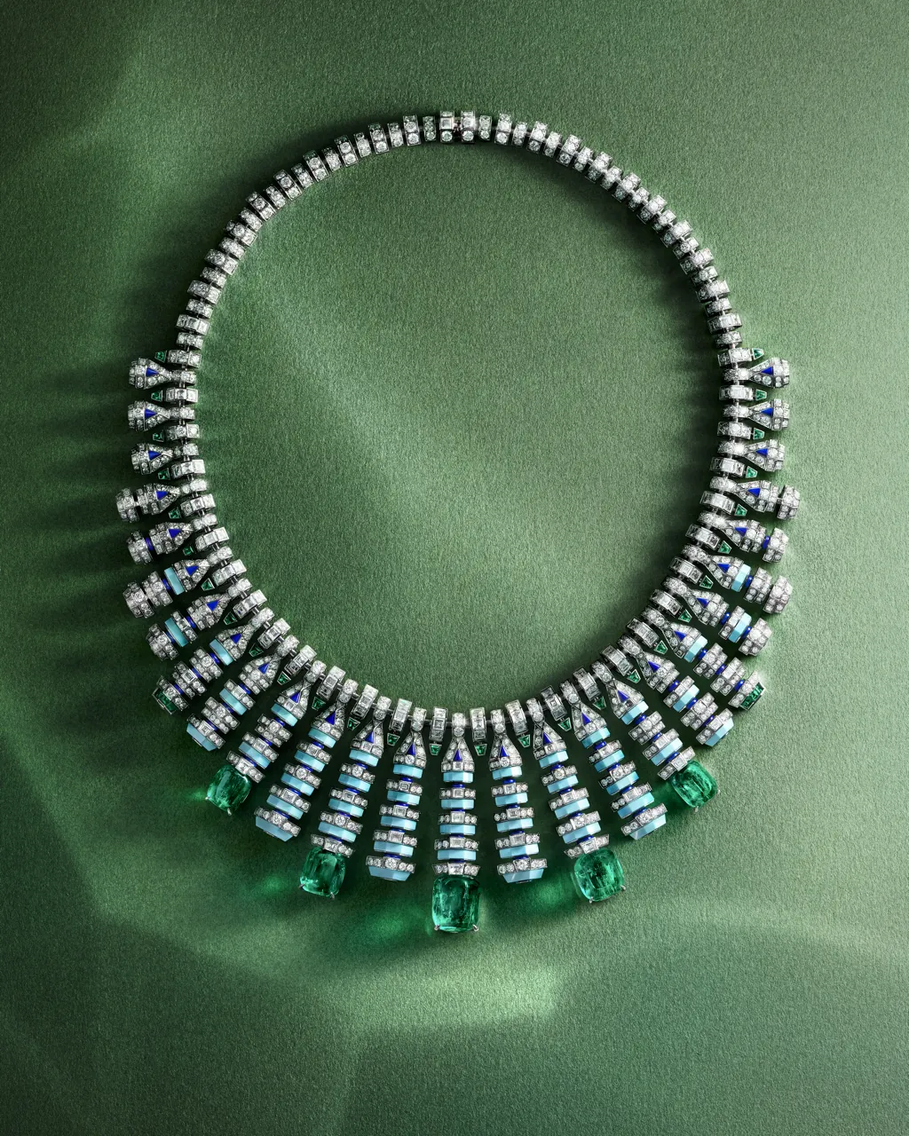Cartier Tutti Kanya necklace with 30.33-carat Zambian engraved emerald and carved gemstone florals