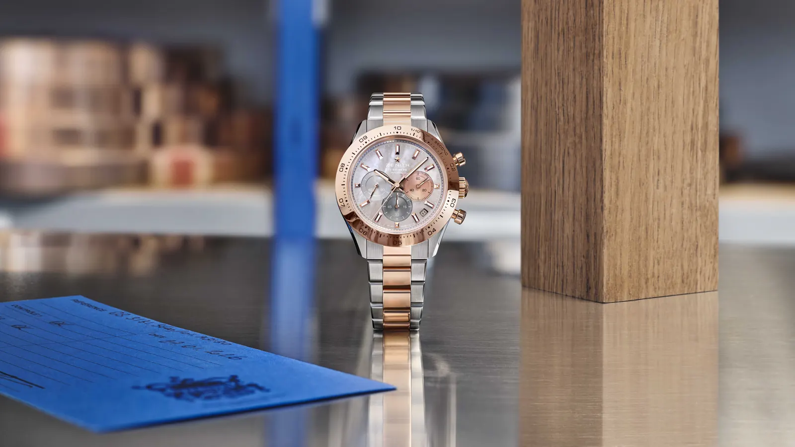 Zenith Chronomaster Sport steel and rose gold bracelet with alternating brushed and polished surfaces