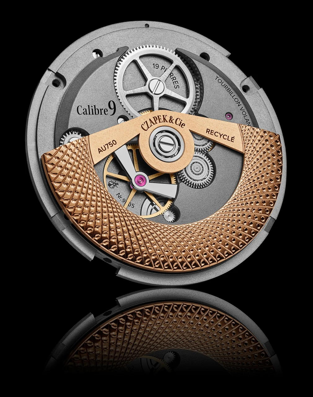 CZAPEK Calibre 9 rotor with hand-engraved black-hole pattern by Michèle R.