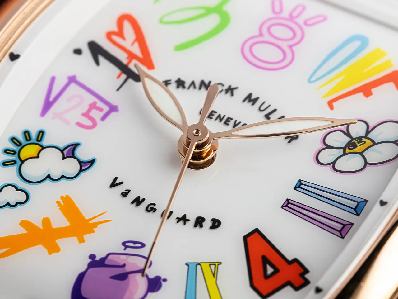 Franck Muller Crazy Hours x Jisbar 35mm gold edition dial closeup