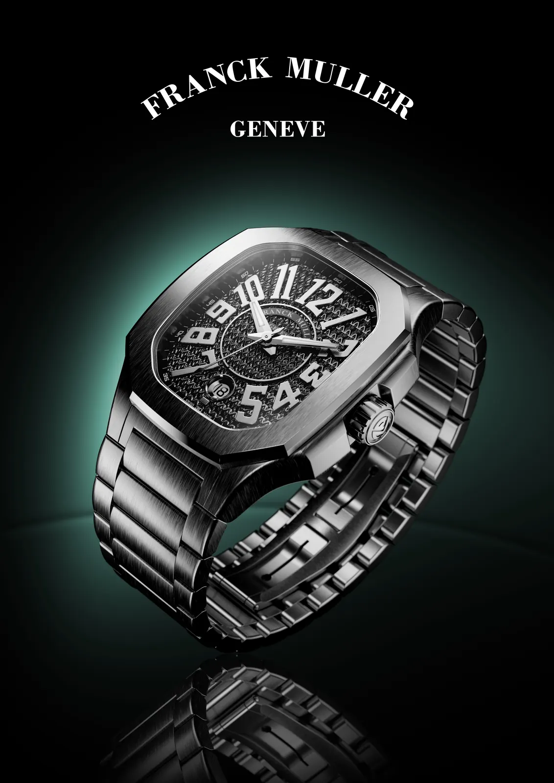 Franck Muller Imperium Block satin-brushed and polished case finish detail