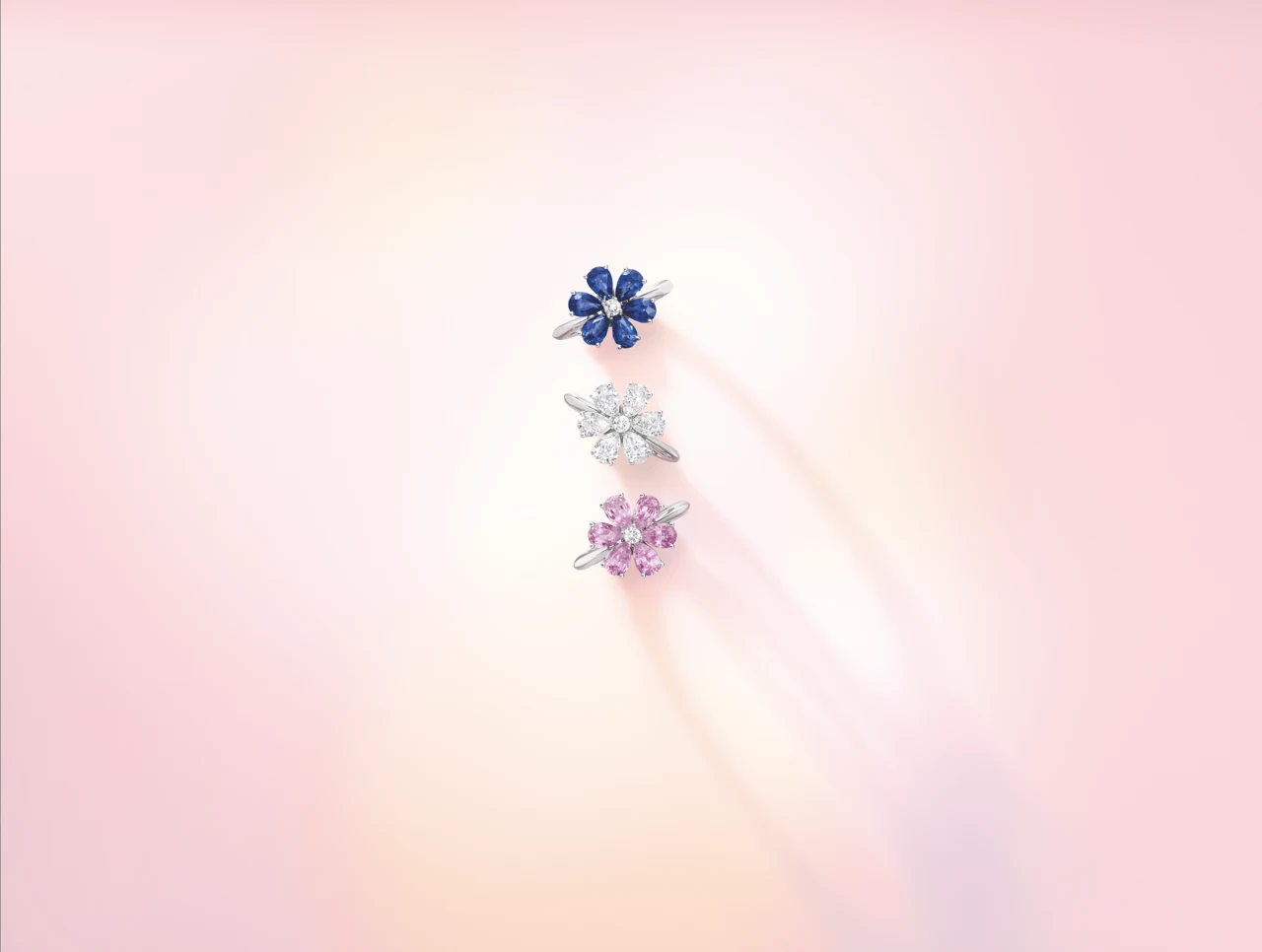 Harry Winston Forget Me Not Collection — marquise and pear-cut gemstone floral detail