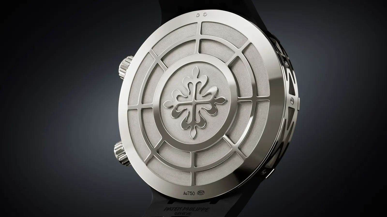 Patek Philippe Celestial 6105G-001 sapphire crystal disk showing star chart and moon phases