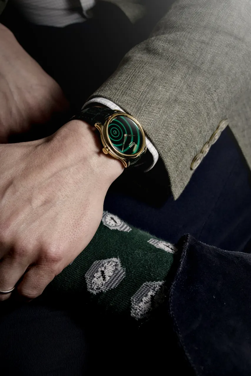 Czapek Promenade Goutte de Rosée 38mm yellow gold case profile on wrist