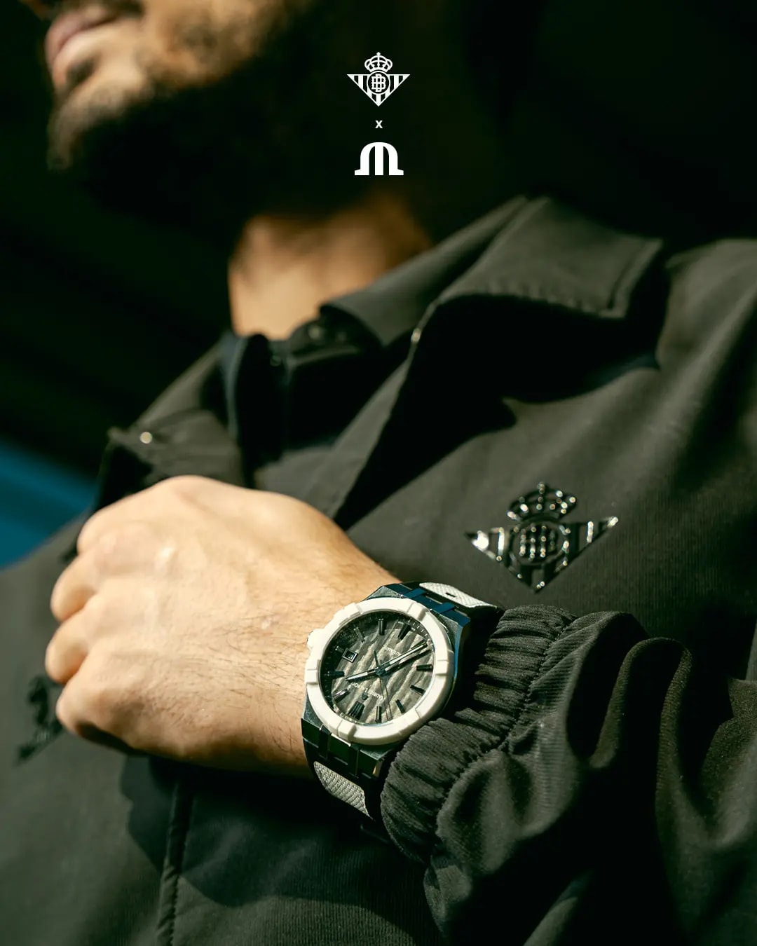 Maurice Lacroix watch close-up green and white edition