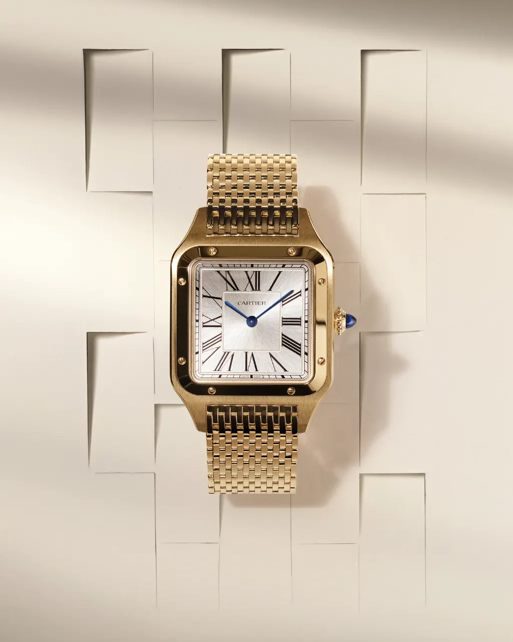 Cartier Santos-Dumont watch with gilded obsidian dial and yellow gold bracelet