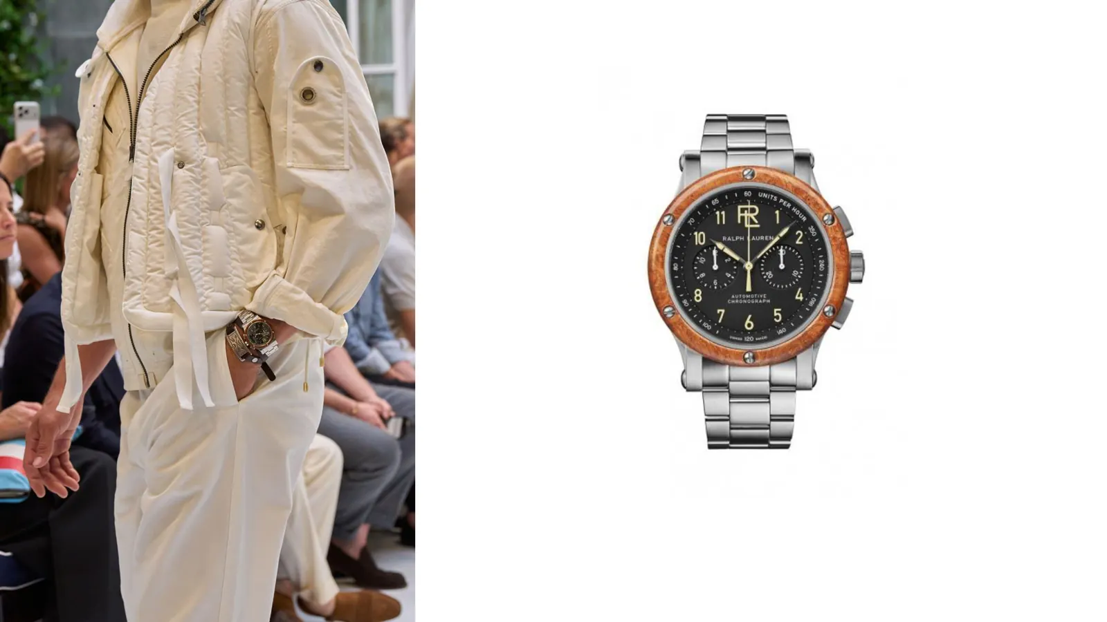 Ralph Lauren Spring 2027 Purple Label runway Milan with Stirrup watch detail