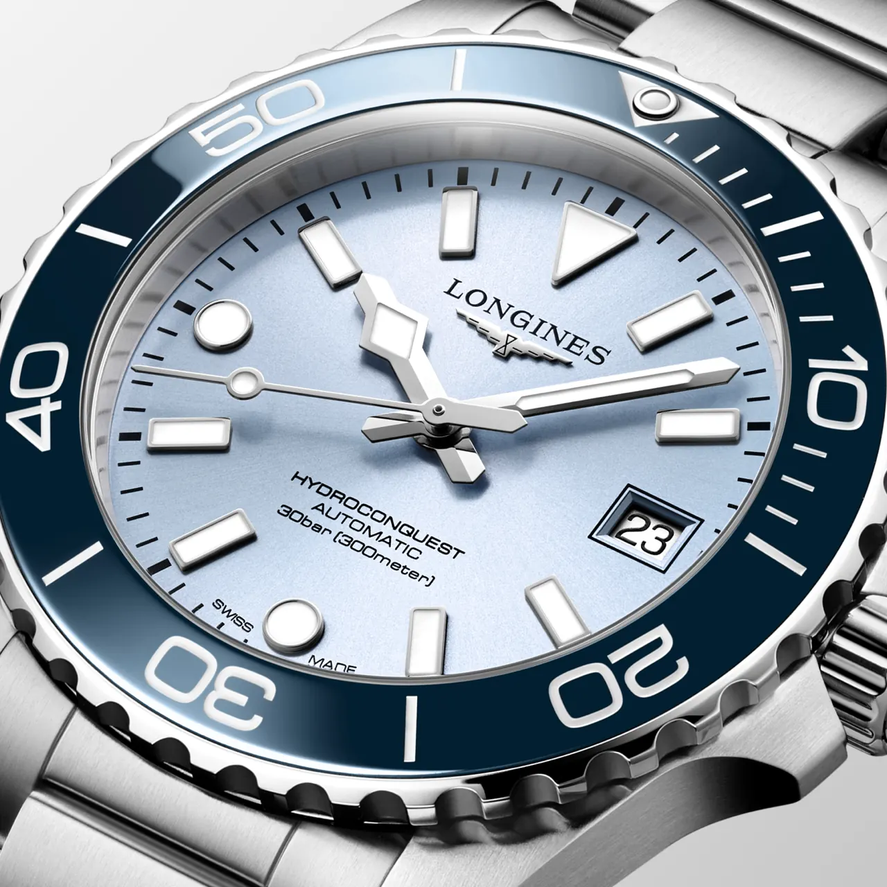 Longines HydroConquest 2026 green dial ceramic bezel stainless steel bracelet