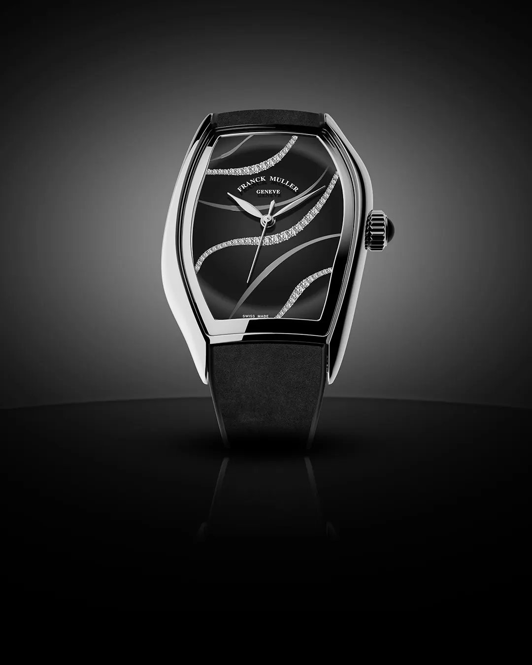 Franck Muller Curvex CX Silhouette asymmetrical stainless steel case side profile view