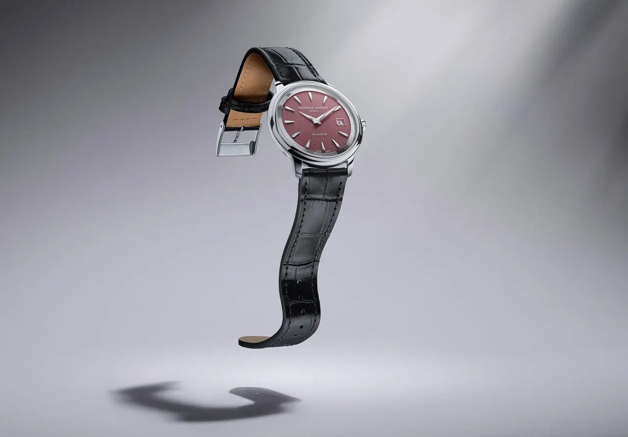 Frederique Constant Classics Moneta Solarmetre ice blue dial 39mm with Milanese mesh bracelet