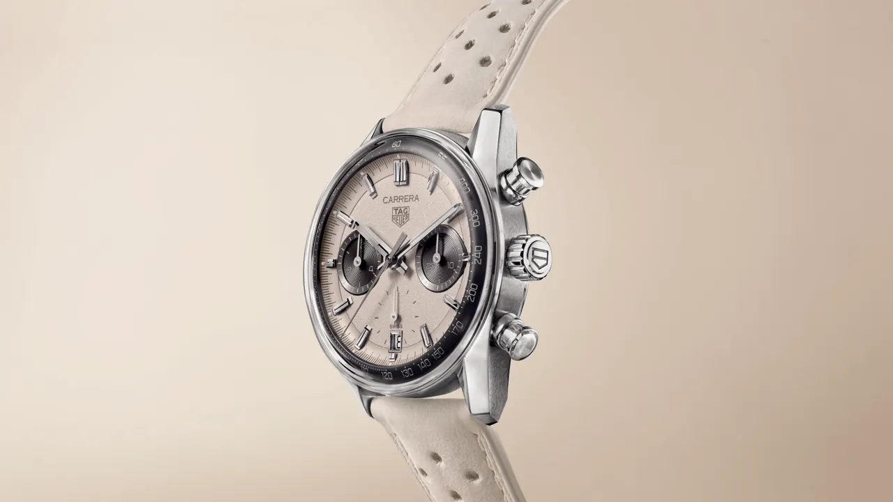 TAG Heuer Carrera Chronograph Limited Edition dial close-up with desert-inspired tones