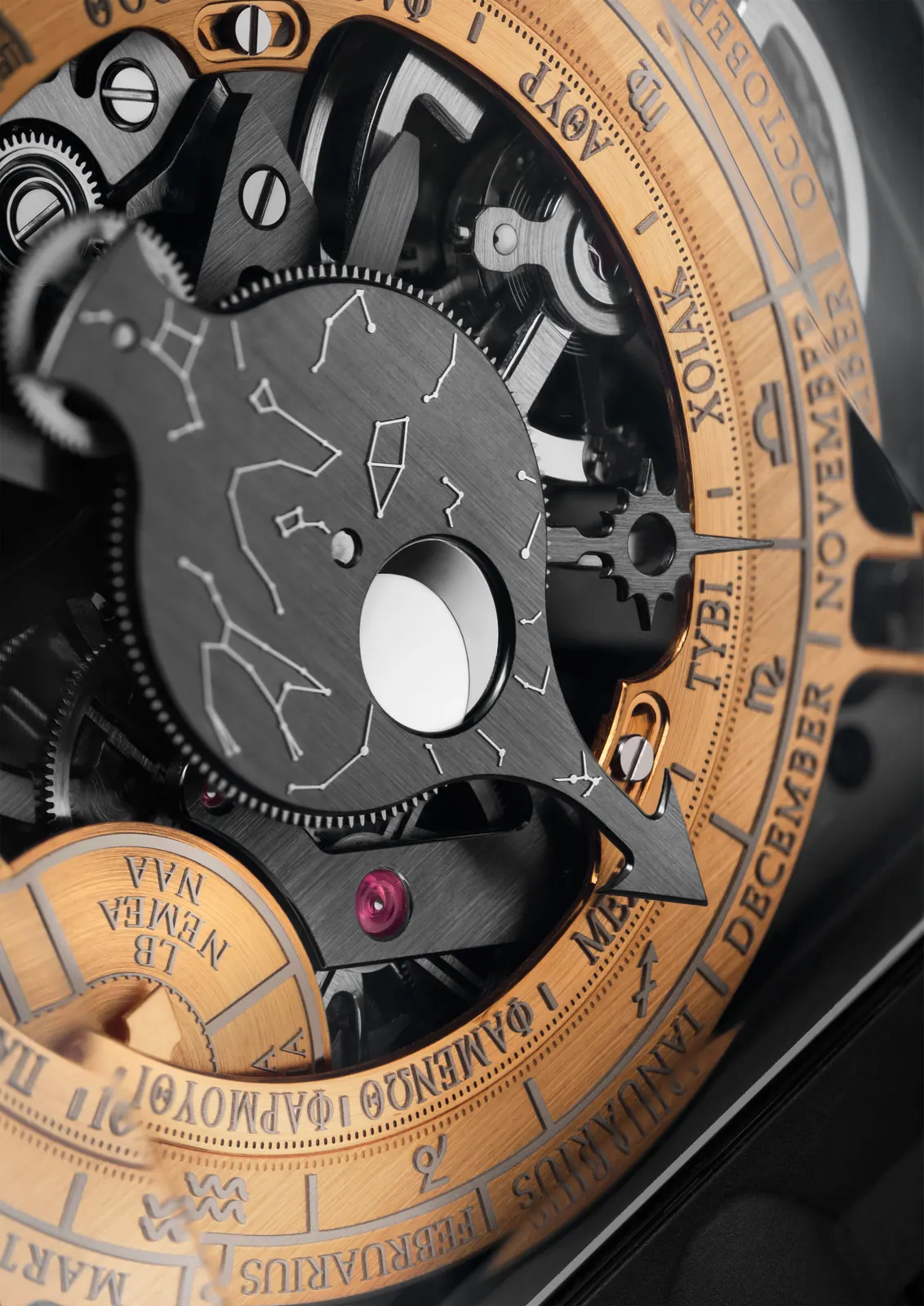 Hublot Antikythera MP04 titanium tourbillon watch displaying astronomical complications