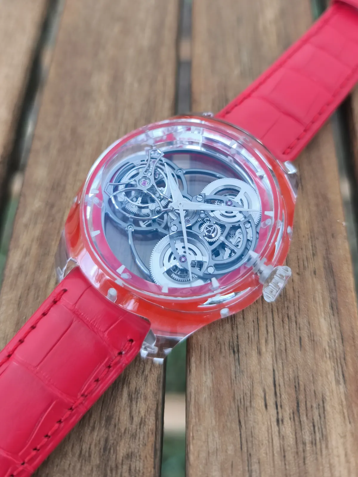 ArtyA Purity Tourbillon Sport Edition coloured caseback gasket options in deep red, orange, blue and turquoise