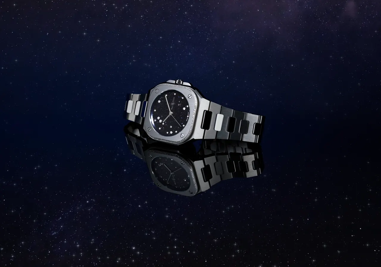Bell & Ross BR-05 Blue Diamond Eagle 36mm showing aventurine dial with Eagle constellation diamonds and 108-diamond bezel