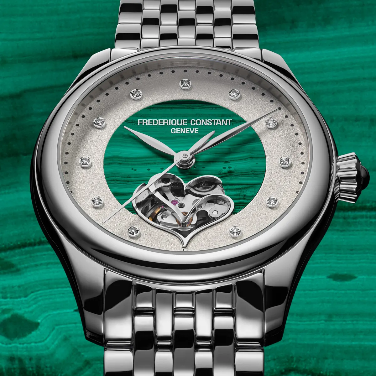 Frédérique Constant Classics Ladies Automatic Double Heart Beat malachite dial 36mm 2026